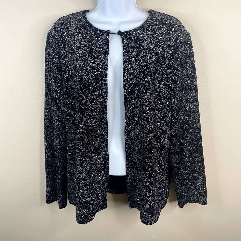 Vintage Womens Glitter Party Statement Jacket Large Holiday Cocktail Wedding NYE